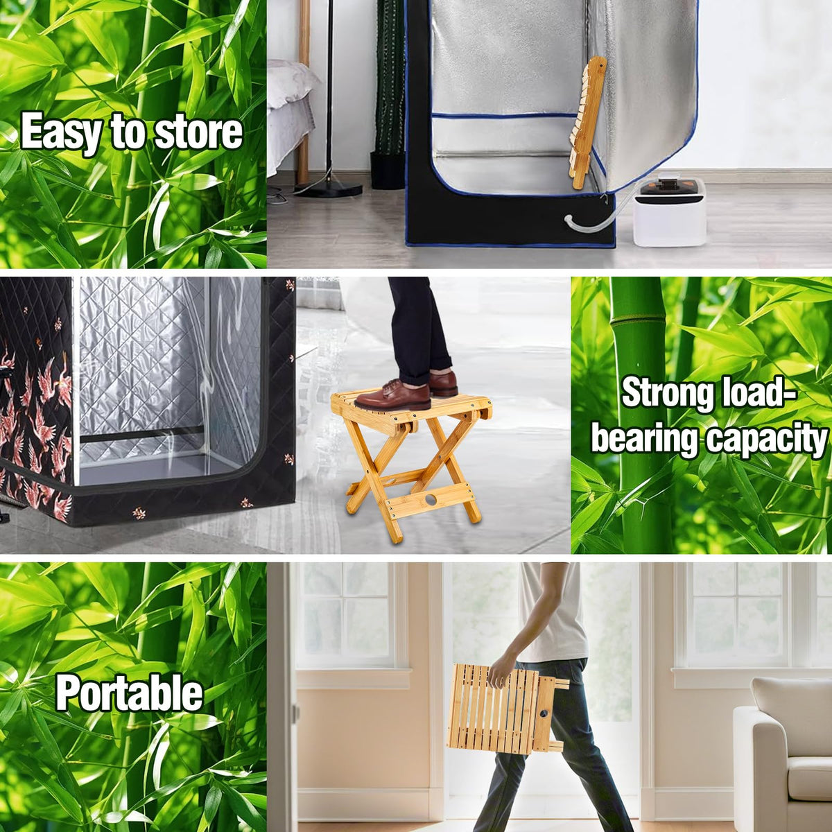 WSBXBB Bamboo Sauna Chair durable bamboo frame for long lasting use