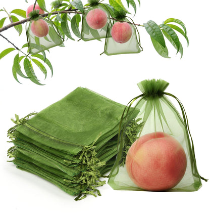 WSepascI fruit-protection-bags-6x9-green shield ripening fruit with breathable mesh for healthier yields.