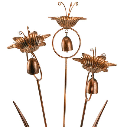 WSgift metal calla lilies bronze wind chime for outdoor use, durable year-round decor.