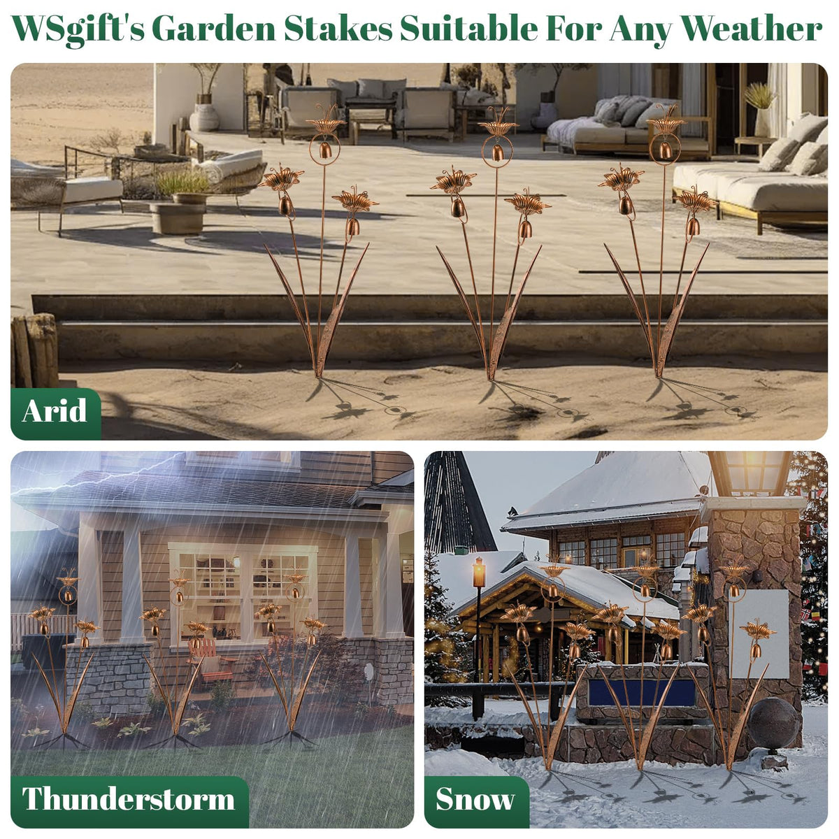 WSgift outdoor wind chime adds subtle bells and visual interest.