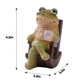 WSHMZYHOME crocodile figurine on rocking chair enhances fairy garden charm.