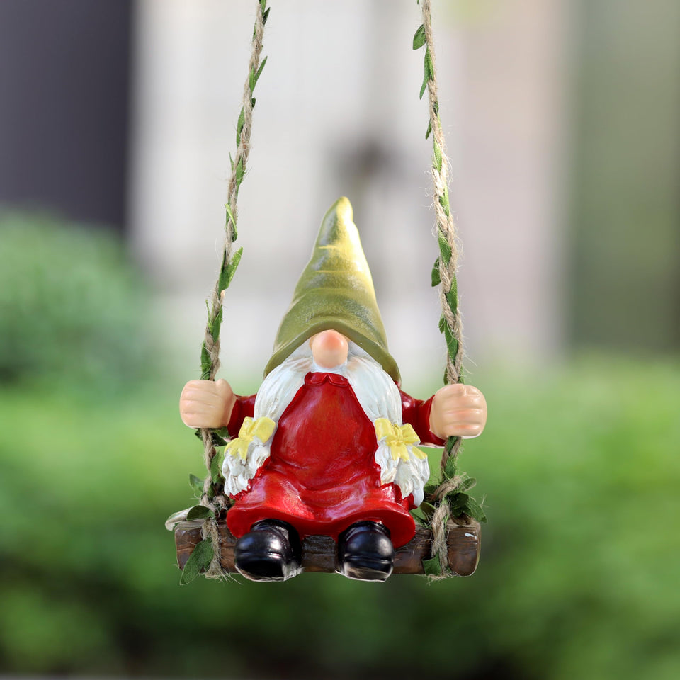 WSHMZYHOME garden female gnome on swing adds whimsical charm to outdoor spaces.