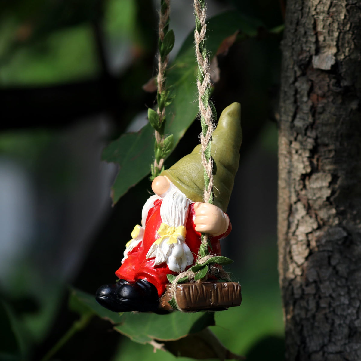 WSHMZYHOME garden gnome hanging decor ready to suspend from trees or porches.