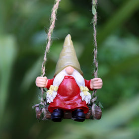 WSHMZYHOME wooden swing accent on durable resin gnome.