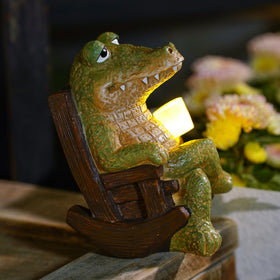 WSHMZYHOME indoor-friendly crocodile statue for shelves and small spaces.