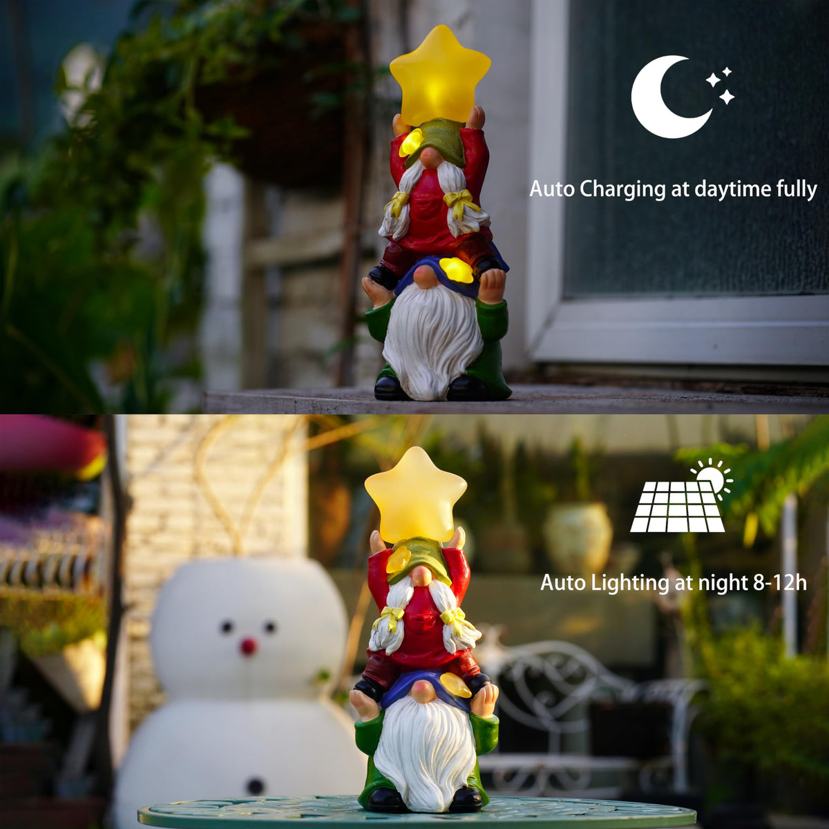 WSHMZYHOME resin garden gnome lantern for evening ambiance and safety lighting