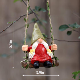 WSHMZYHOME outdoor gnome swing statue enhances porch or patio decor.