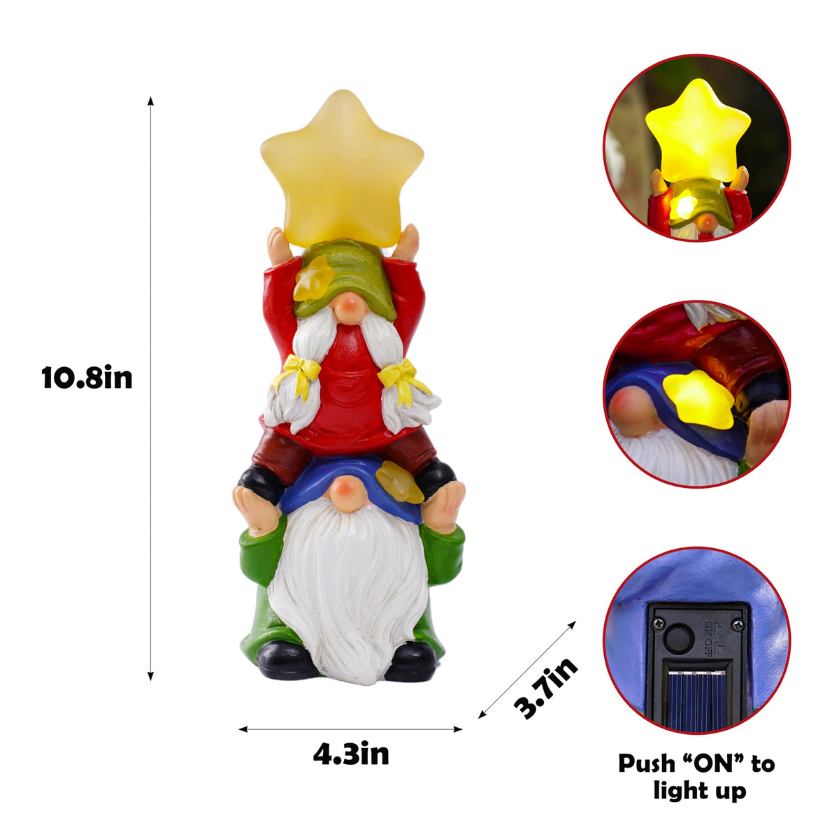 WSHMZYHOME LED-lit gnome with solar panel for low-maintenance lawn décor