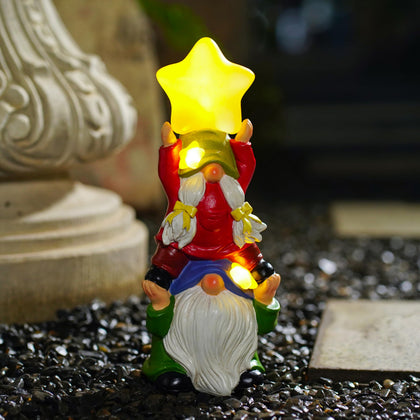 WSHMZYHOME solar garden gnomes statue with lights for outdoor yard charm