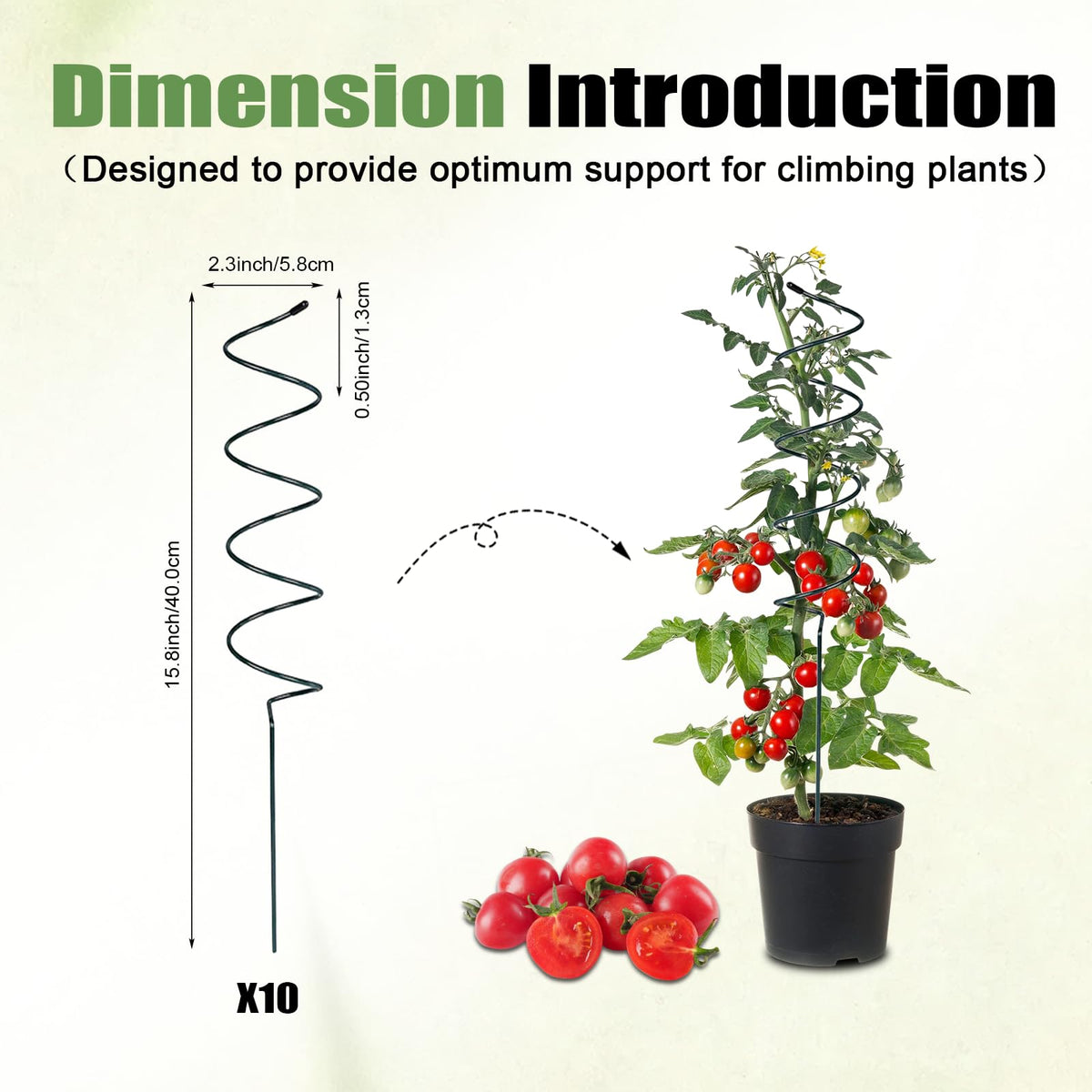 Wshxjzyay Tomato Twist Stake spiral supports climbing plants in outdoor beds.