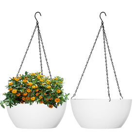 WSMKSZ 10-inch hanging planter showing drainage holes for indoor and outdoor use