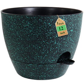 WSMKSZ 12-inch self-watering pot with reservoir, ideal for steady indoor plant care.
