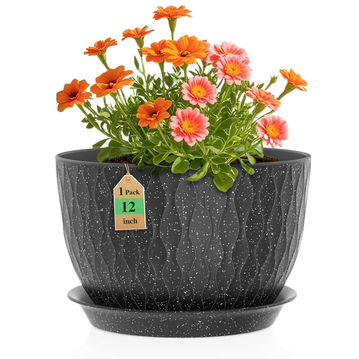 WSMKSZ 12-inch water ripple pot enhances indoor greenery with stylish texture