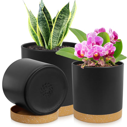 WSMKSZ cylindrical plant pot 4 inch with drainage holes for indoor use and clean drainage.