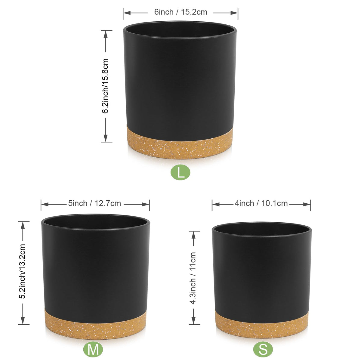 WSMKSZ cylindrical plant pot 5 inch versatile for herbs and small flowers.