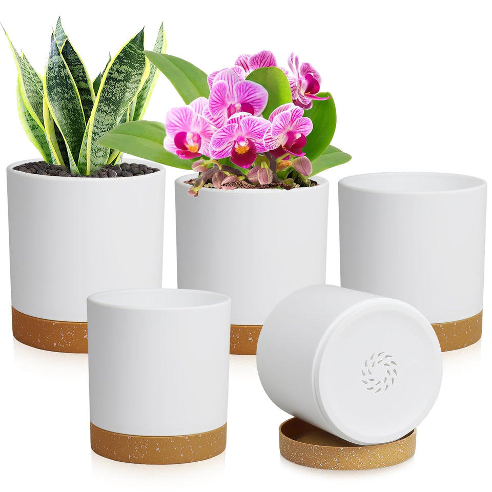 WSMKSZ 4-inch cylindrical pot with drainage holes, ideal for compact indoor plants.
