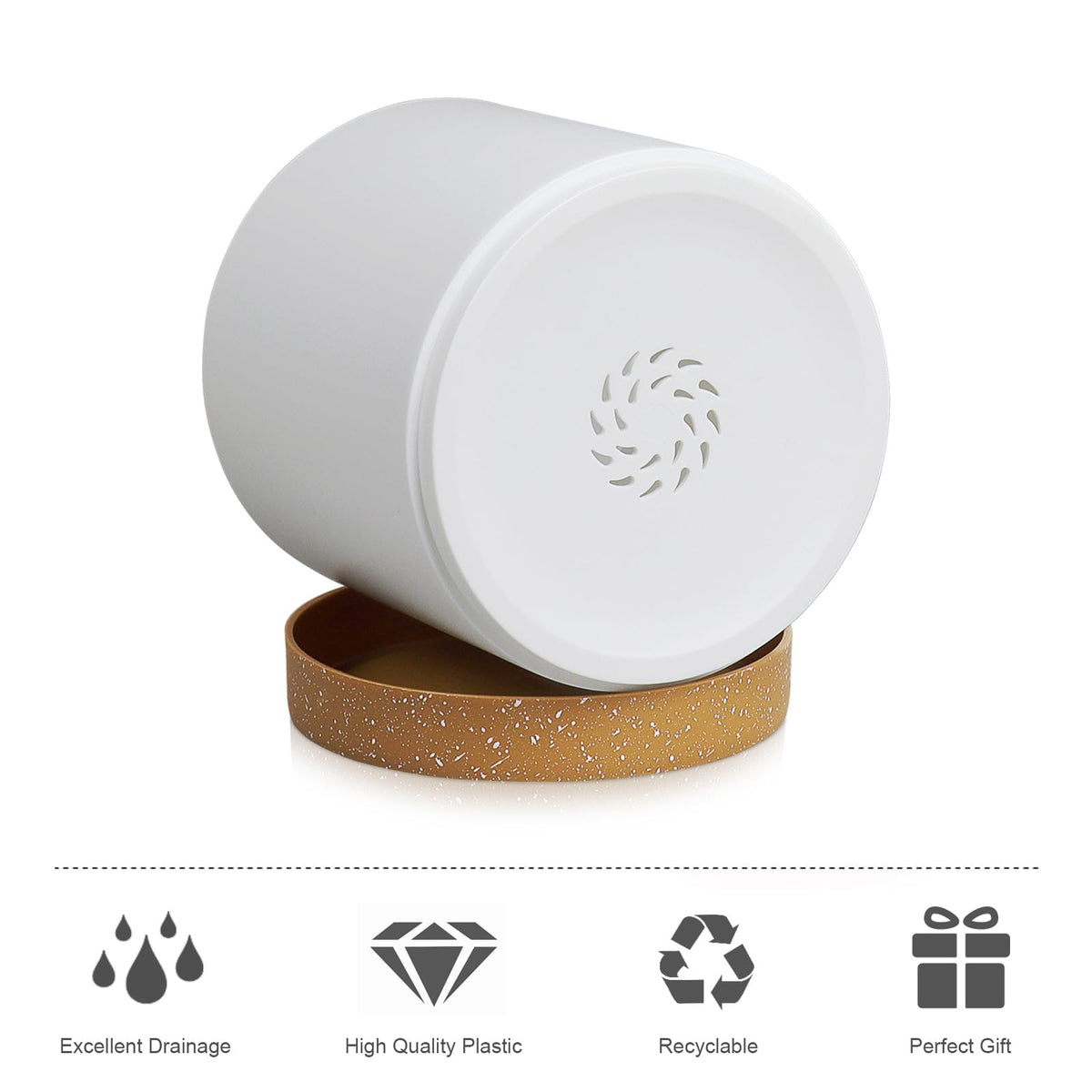 WSMKSZ 6-inch pot in frosted matte finish promotes healthy drainage and soil aeration.