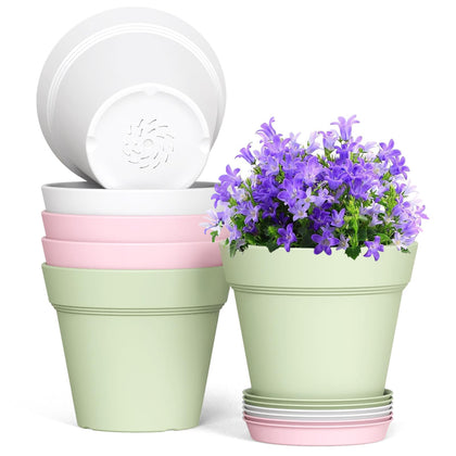 WSMKSZ 6inch thick plastic pot with drainage holes for seedling care.