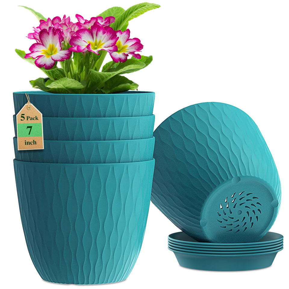 WSMKSZ 7-inch blue-green ripple pot for stylish indoor display