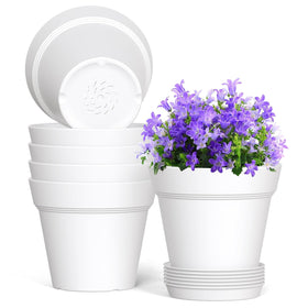 WSMKSZ 7inch pot front view with white matte finish, ideal for indoor plant displays.