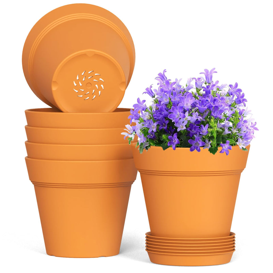 WSMKSZ 7-inch thick plastic pot with drainage holes, ideal for seedlings.