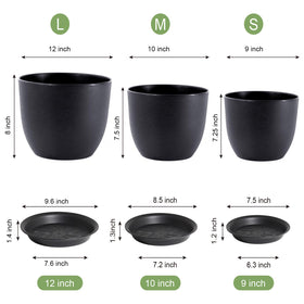 WSMKSZ 9-inch black pot with tray for easy water management