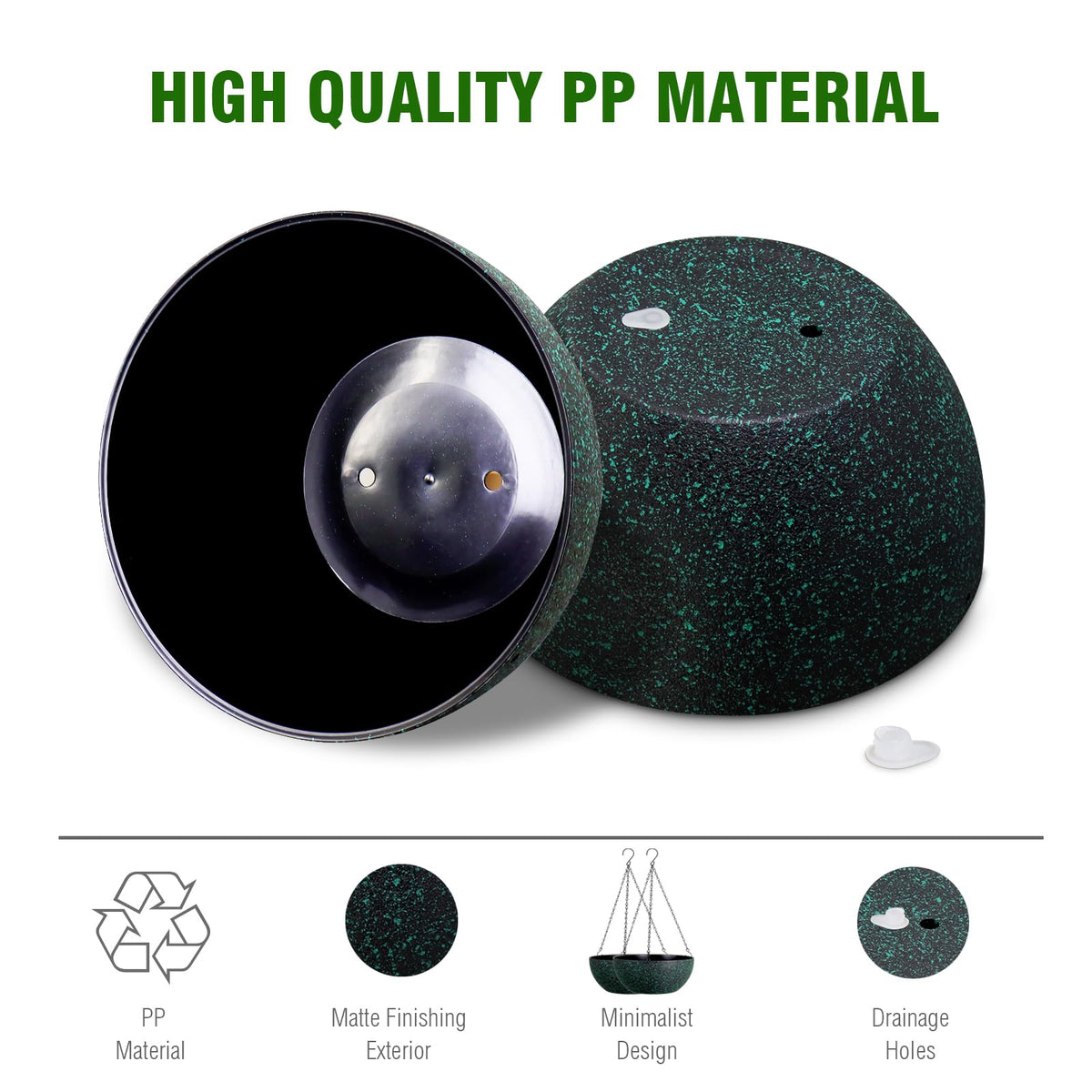 WSMKSZ black and green speckle planter on porch or outdoor space