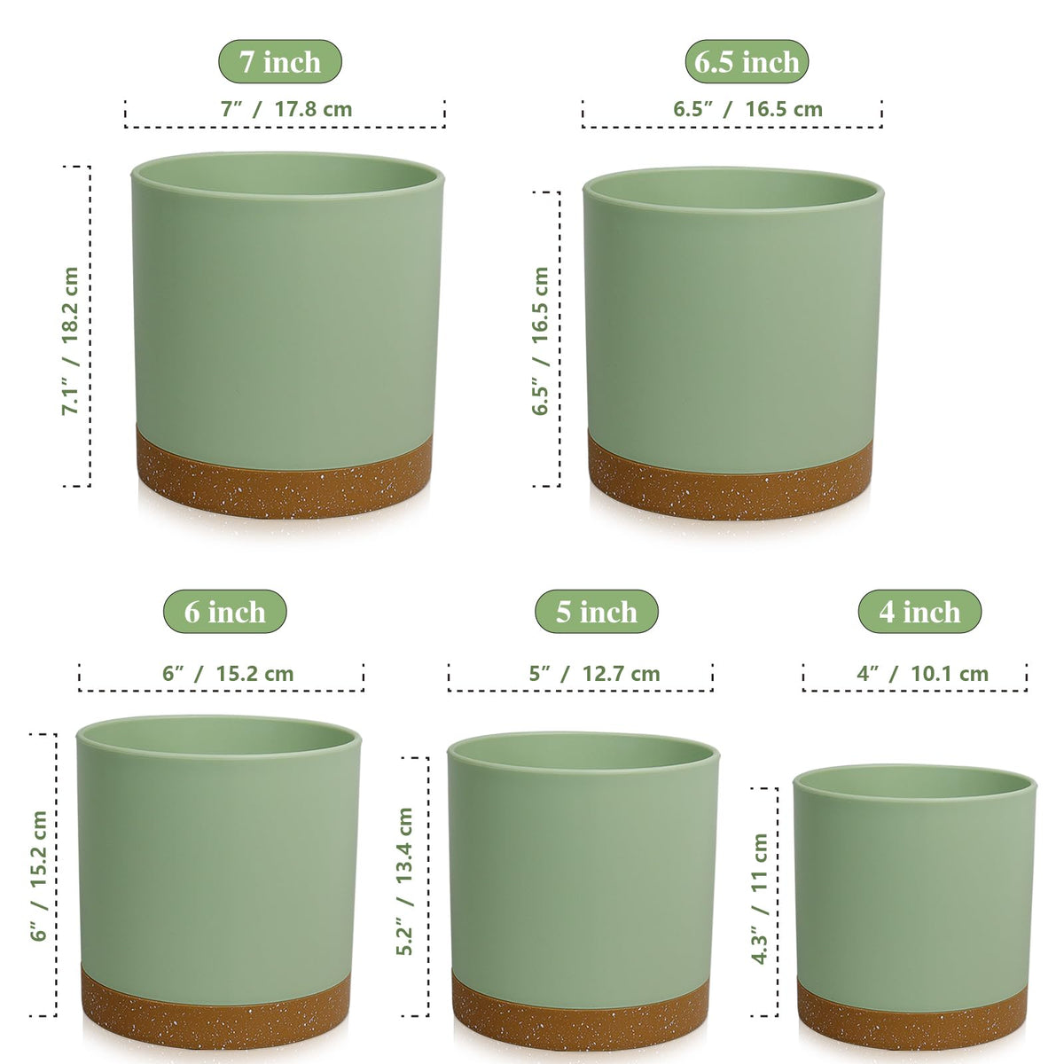 WSMKSZ 6.5-inch cylindrical planter with frosted finish for succulents.