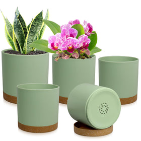 WSMKSZ cylindrical 7-inch planter in green-brown, ideal for patios and desks.