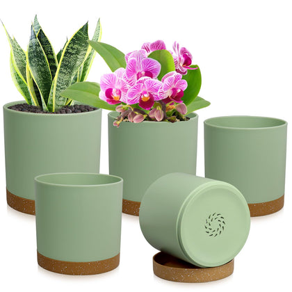 WSMKSZ cylindrical 7-inch planter in green-brown, ideal for patios and desks.
