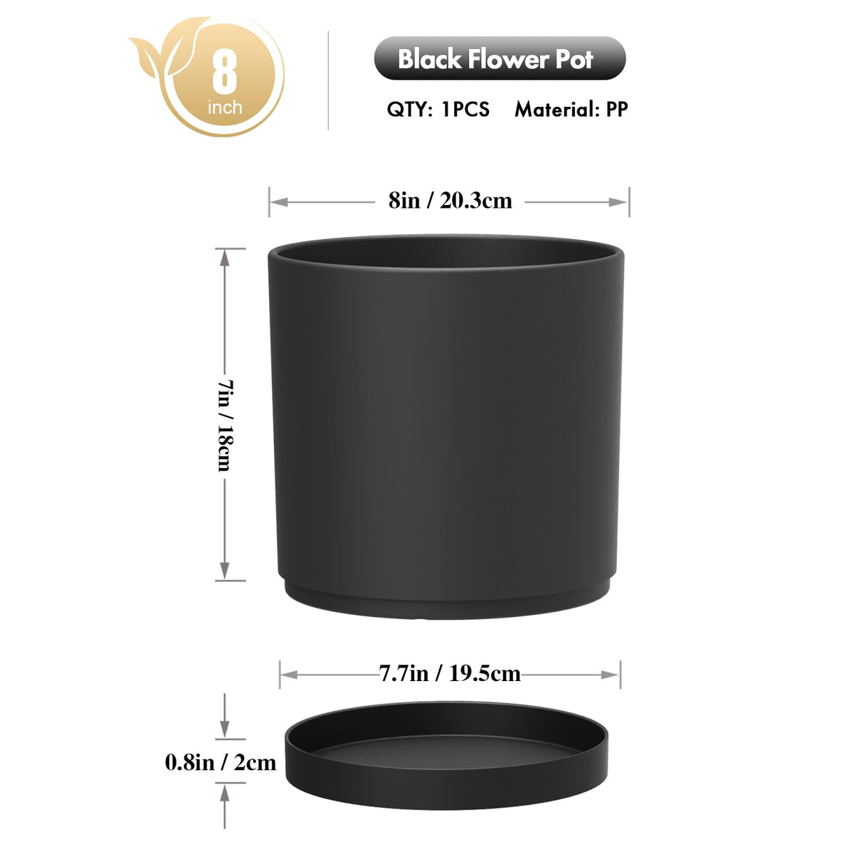 WSMKSZ planter with drainage holes and saucer to prevent overwatering