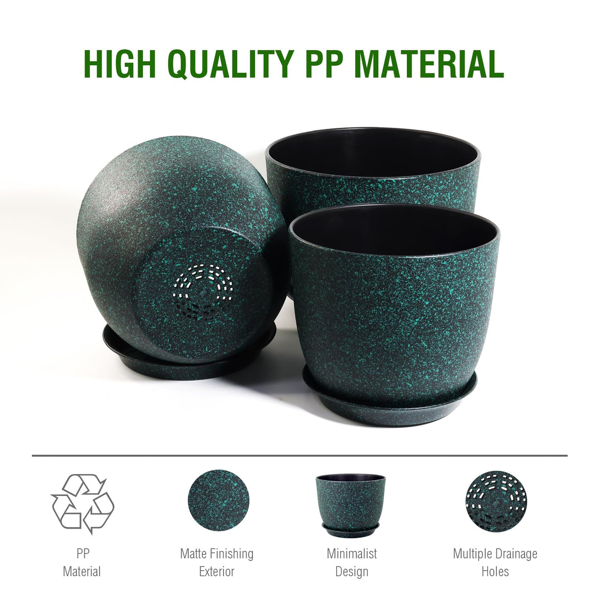 WSMKSZ pot with drainage holes and saucer protects surfaces while watering