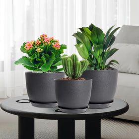 WSMKSZ black plant pot ideal for patios and decks