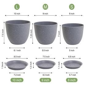 WSMKSZ 8in speckled grey pot for compact indoor plants
