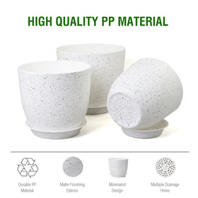 WSMKSZ plant pot with drainage holes and saucer shown for tidy moisture control.