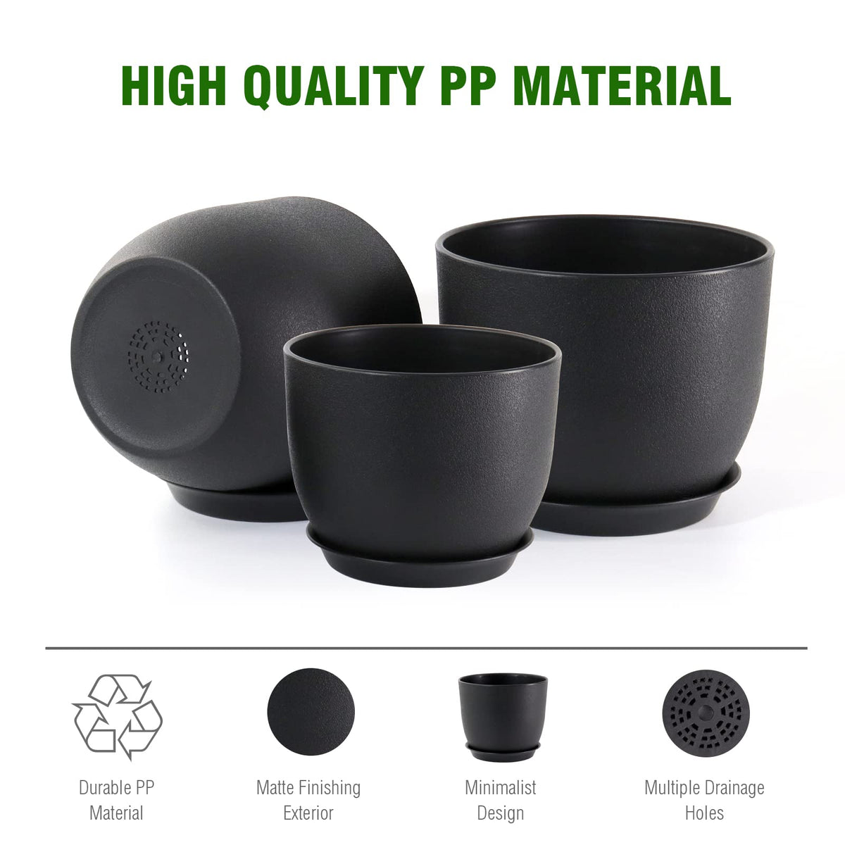 WSMKSZ planter with drainage holes and tray keeps surfaces clean