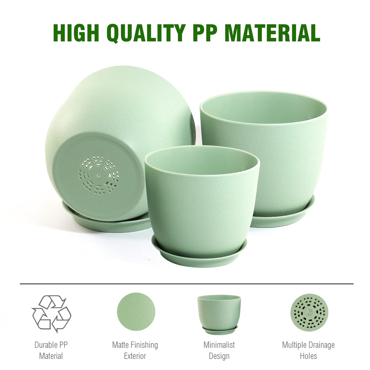 WSMKSZ planter with drainage holes and tray included.