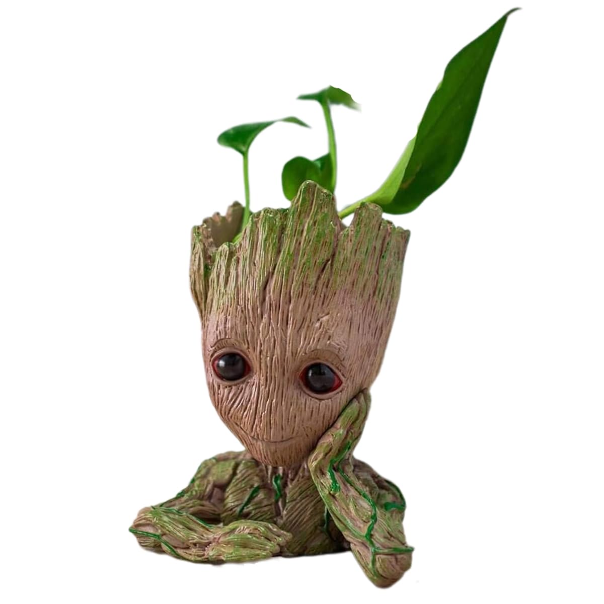 WT WINGTENG Baby Groot pot front view, ideal for succulents and playful desk decor.