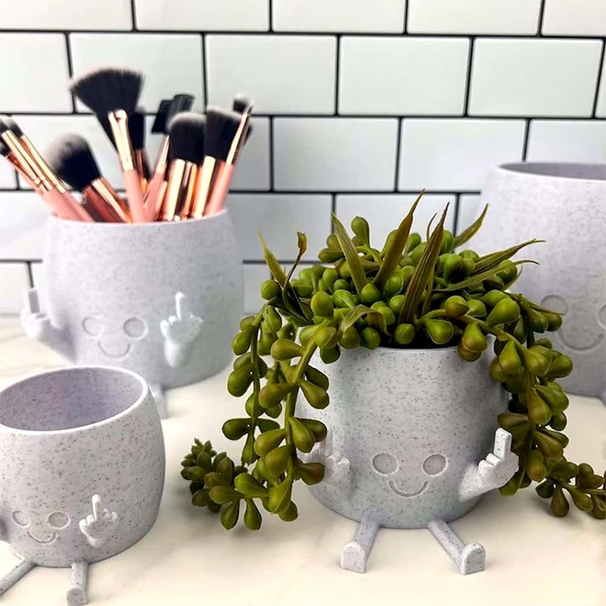 WT WINGTENG kawaii planter for indoor or outdoor use, adds personality to shelves.