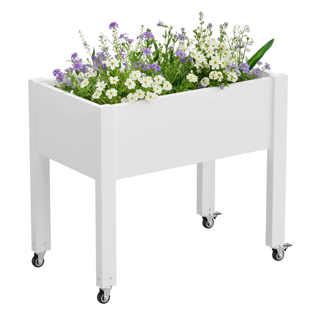 WTFGO elevated bed with wheels in white enhances mobility for sun or shade changes.