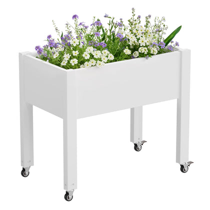 WTFGO elevated bed with wheels in white enhances mobility for sun or shade changes.