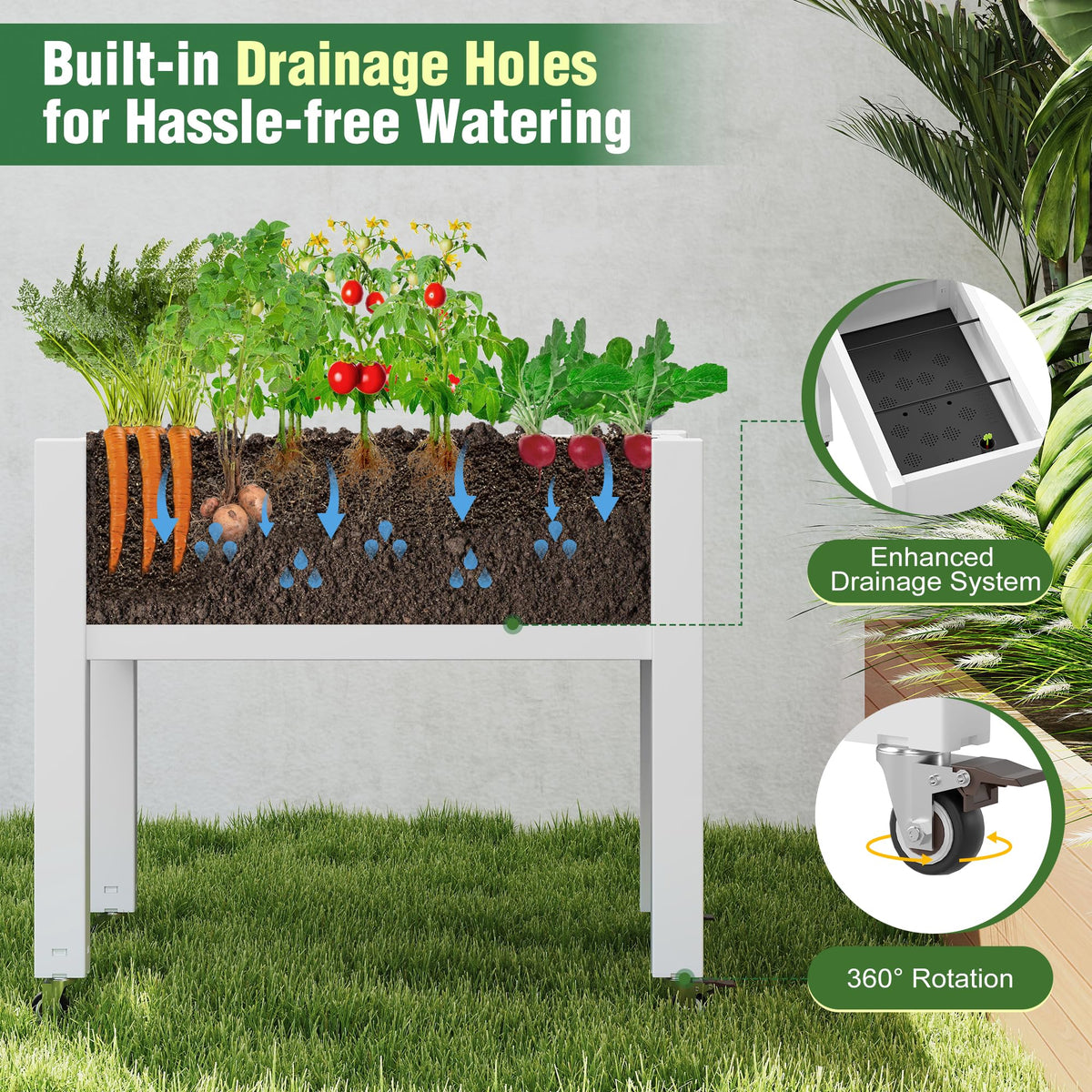 WTFGO weather-resistant resin planter endures outdoor use season after season.