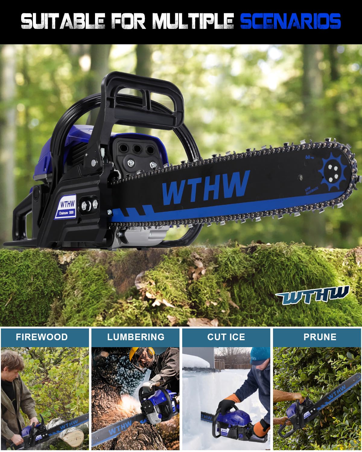 WTHW 18-inch bar in-use highlight for controlled limbing