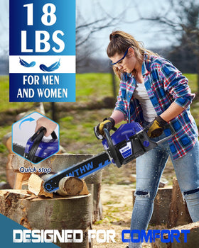 WTHW 58cc chainsaw with 18-inch limbing bar for precise pruning