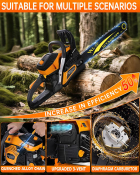 WTHW 63CC chainsaw anti-vibration handle reduces fatigue during long sessions