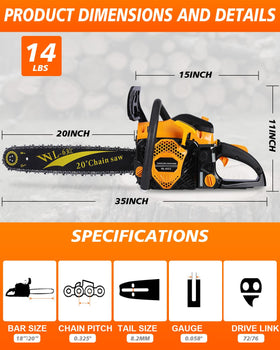 WTHW 63CC chainsaw dual bars ready for higher throughput