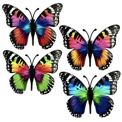 WTREEW butterfly wall art 4-pack front view showcases vibrant outdoor decor.