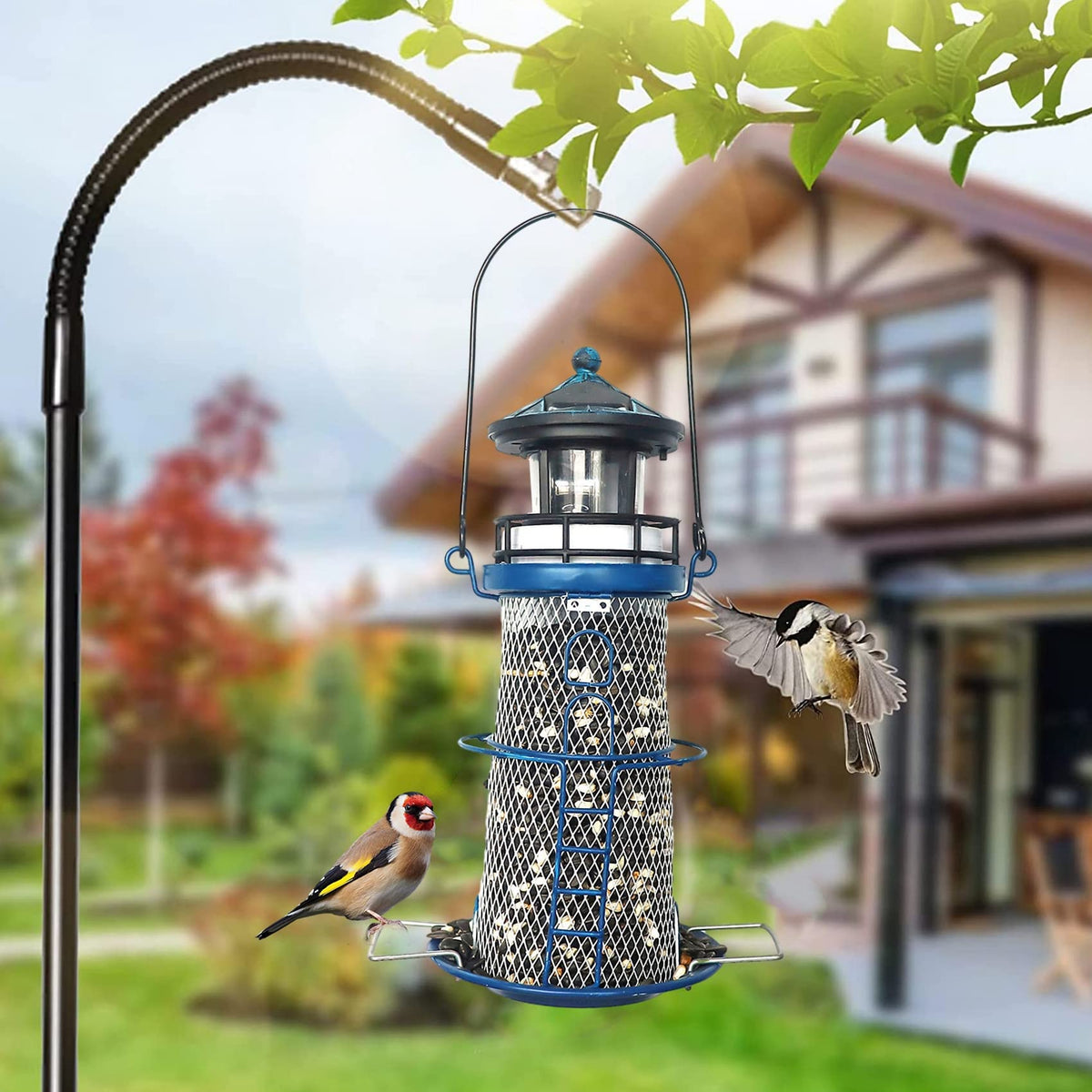 WTREEW space-blue 14-inch hanging feeder enhances yard ambience