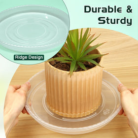 WTXHOP 9-inch clear plant saucer diameter focus shows fit for many pots.