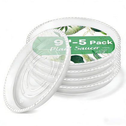 WTXHOP 9-inch clear plant saucer top view protects surfaces from water drips.